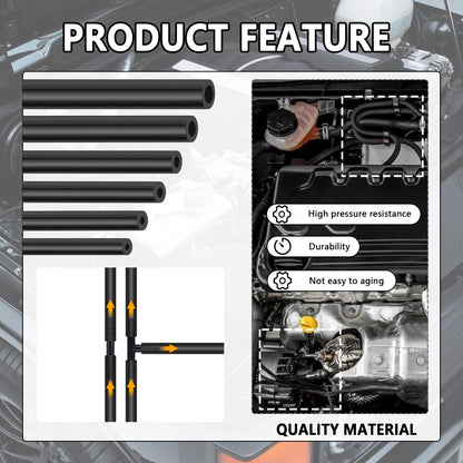 5Ft Automotive Vacuum Hose Kit,6PCS Silicone Tube Automotive with 64PCS Vacuum Line Connectors Car Accessories,Max 130PSI Silicone Hose for Car Replacement Vacuum Hose (70PCS)