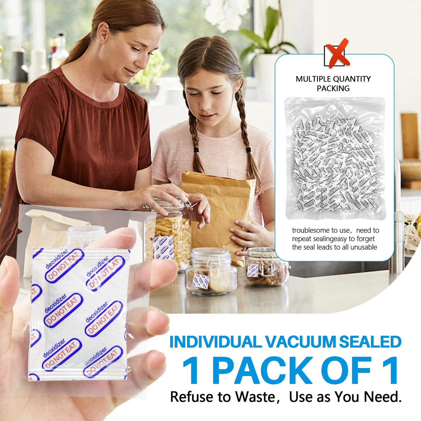 500cc Oxygen Absorber for Food Storage, Individually Wrapped Oxygen Absorbers for Long Term Food Storage, Works with Mylar Bags, Mason Jars