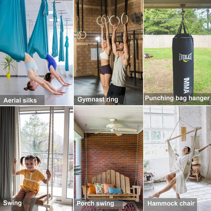 Besthouse Swing Hanger with 2 Bearing, 362kg Capacity, Rotational Device Hanging Accessory for Aerial Silks Dance, Web Tree Swing, Yoga Swing Sets