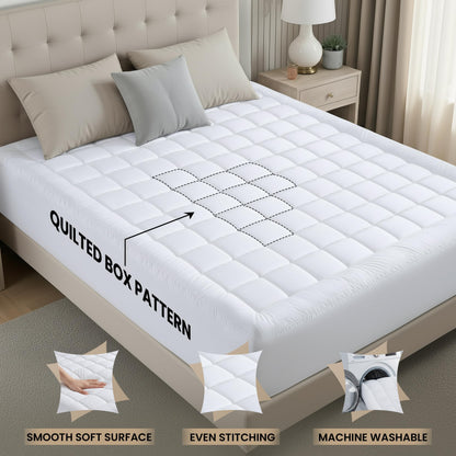 Utopia Bedding Full/Double Mattress Pad, Quilted Fitted Premium Mattress Protector, Deep Pocket Cover Stretches up to 16 Inches, Fluffy Pillow Topper (54x75 Inches, White)