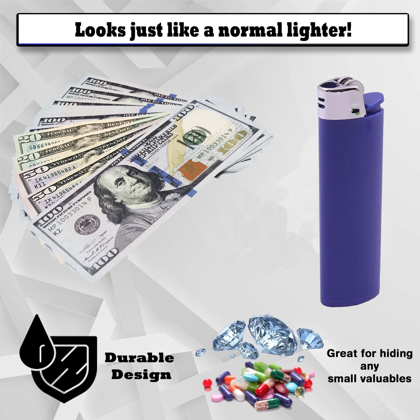 SECRET STASH Fake Lighter Diversion Safe - Hidden Compartments for Cash Jewelry Pills | Storage Box Discreet Hide Money Small Container Store Valuables in Plain Sight Safes Pill Hiding Light (2)