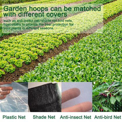 36PCS Greenhouse Hoops Grow Tunnel, 6 Sets of 8FT Long Garden Hoops, DIY Width Grow Tunnel for Raised Beds, Fiberglass Garden Hoops Kit, Rust-Free Garden Tunnel for Garden Fabric,Garden Hoops