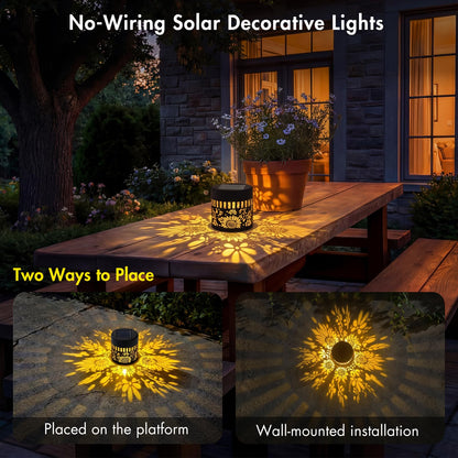 Solar Lanterns Outdoor Decor, 4 Pack Sunflower Garden Decorative Lights, Waterproof Metal Lanterns for Patio, Yard & Garden, Gifts for Mother's Day and Garden Lovers