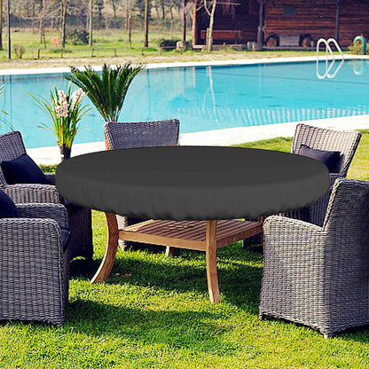 ZUDKSUY Round Table Top Cover - 600D Outdoor Garden Furniture Cover Fits Round Furniture Up to 48" - Black, Patio Table Top Cover