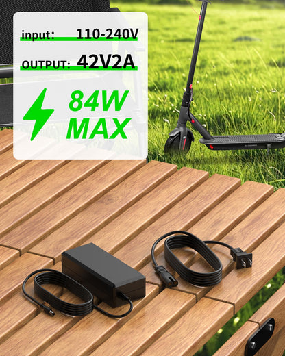 VHBW 42V 2A Electric Scooter Charger for EVERCROSS EV08E EV08S EV10K EV10Z, 9.8FT Power Cord, Compatible with Evercross Scooters