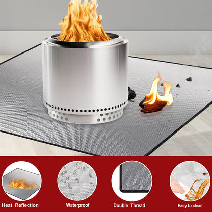 40" Square Fire Pit Mat Grill Mat,DocSafe Fireproof Mat 3 Layers Fire Pit Pad for Deck Patio Grass Outdoor Wood Burning Fire Pit and BBQ Smoker,Easy to Clean,Black & Silver