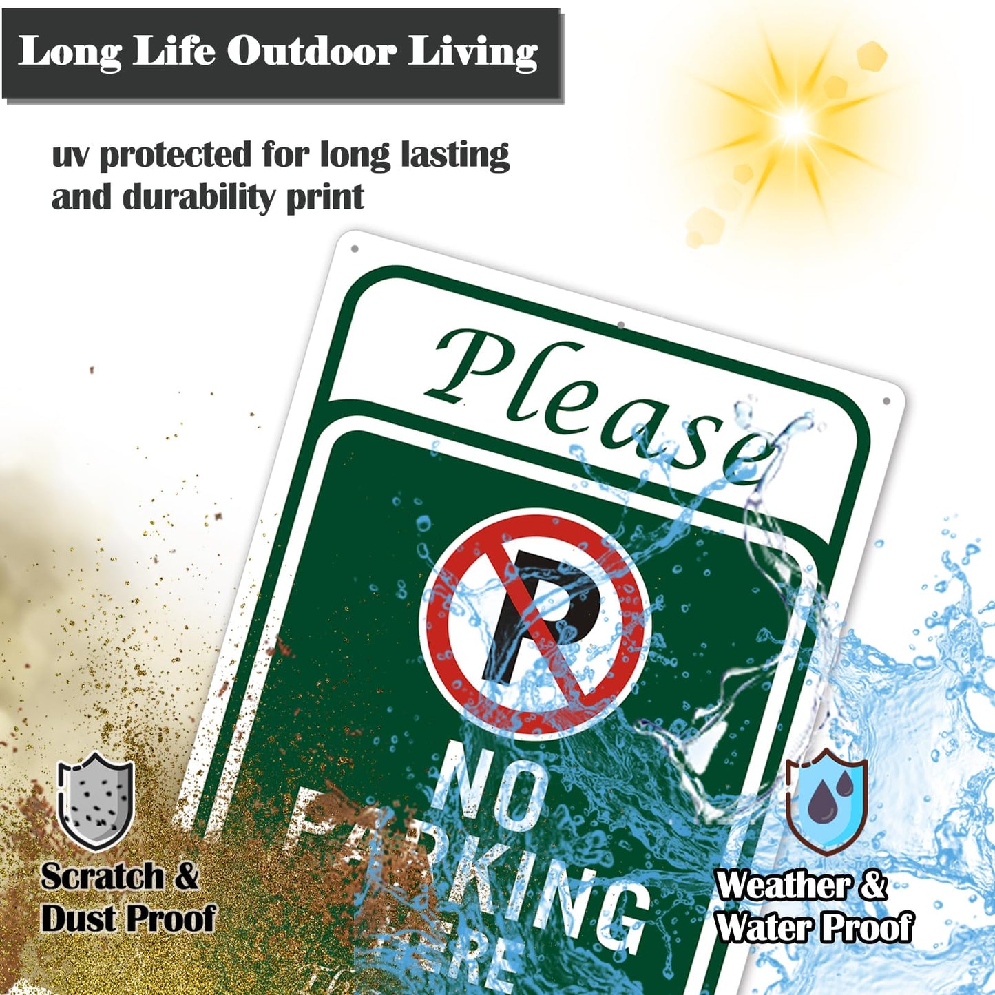 Clotide 2 Pack No Parking Here Sign, 10" x 14" Aluminum Private Property Sign, UV Resistant, Scratch, Waterproof and Weatherproof