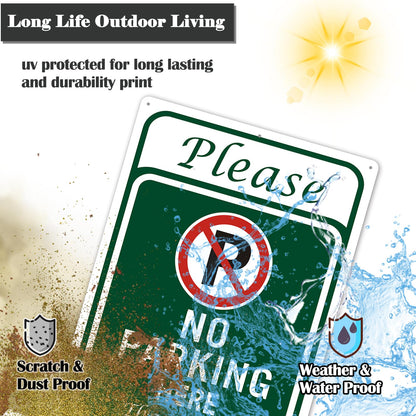 Clotide 2 Pack No Parking Here Sign, 10" x 14" Aluminum Private Property Sign, UV Resistant, Scratch, Waterproof and Weatherproof