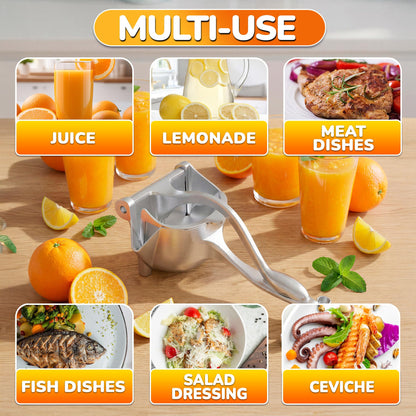 Aluminum Alloy Fresh Fruit Juice Extractor - Juice Squeezer Handheld, Ergonomic Grip, Easy to Use, 9.8" Length Hand Juicer Squeezer with 0.6L Capacity, Efficient Extraction of Citrus, and Other Fruits