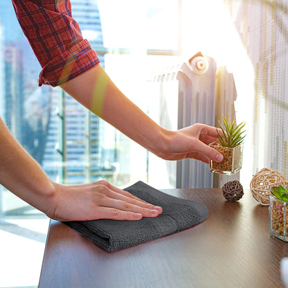 Utopia Towels Premium Washcloth Set, 12 by 12 Inches, 600 GSM 100% Cotton Face Cloths, Highly Absorbent and Soft Feel Fingertip Towels, 12 Pack, Grey