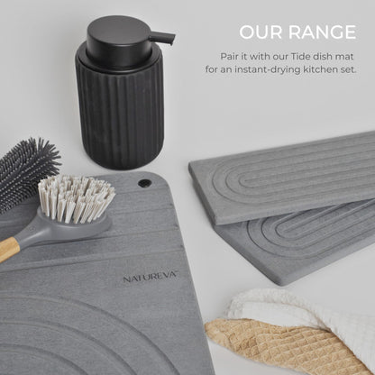 Natureva Home - Stone Faucet Mat | Diatomite Sink Splash Guard | Instant Drying Tray for Kitchen Bathroom Sinks | Made of Diatomaceous Earth | Absorbing Water Instantly | Design Arch | Colour Graphite