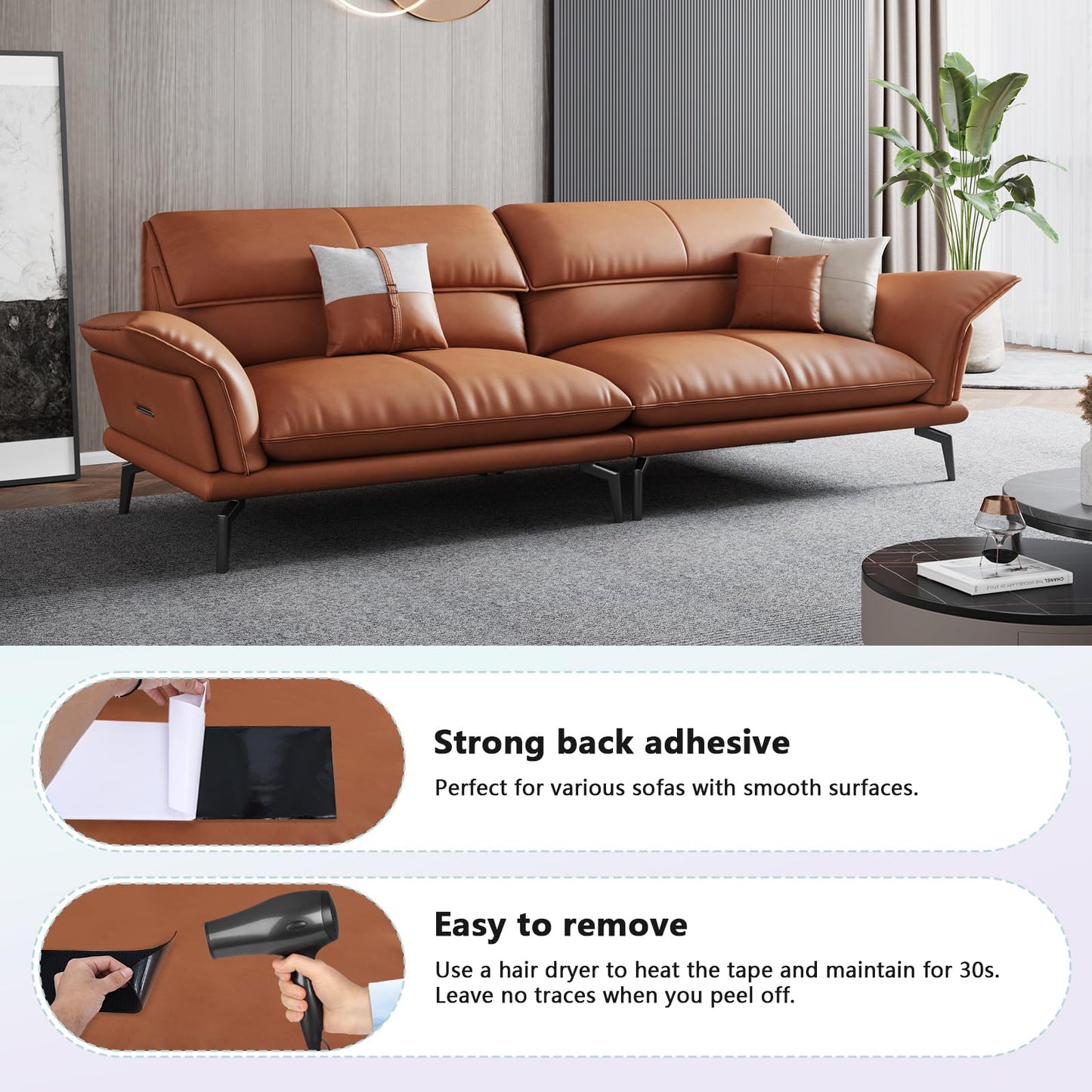 4 In x 18 Ft Hook and Loop Tape Strips with Adhesive Heavy Duty Keep Couch Cushions from Sliding, Outdoor Double Sided Hook Loop Rolls Rug, Mattresses Non Slip Grip, Sticky Straps Wall Hanging Strips