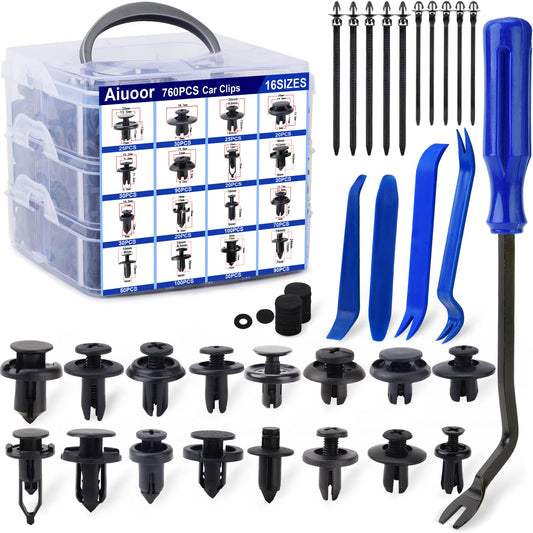 Car Clips 805PCS Nylon Push Pin Rivets - Auto Fastener Remover for Bumper, Fender, Door Trim Panel Retainer - Toyota GM Ford Honda Acura Chrysler