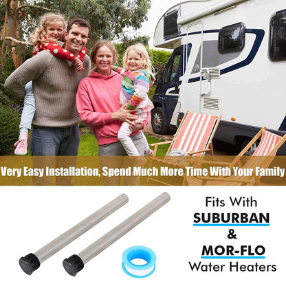 RV Water Heater Anode Rod, (2-pack) 9.25" Long 3/4" NPT Thread Magnesium Anode Rod for Suburban 232767 and Mor-Flo Water Heater, RV Hot Water Tank Anode Rod