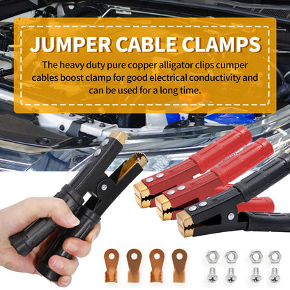 Saihisday 4PCS 1000A Battery Jumper Cable Clamps, Heavy Duty Car Battery Clamps Pure Copper, Battery Alligator Clamps for Jump Starter Cables