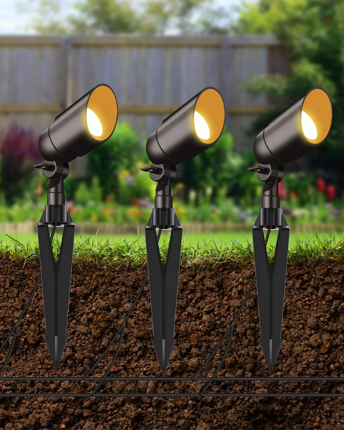 Cheopha Landscape Lighting Spikes 1/2 NPT Female Thread (0.84'' Internal Diameter), Heavy-Duty ABS Stakes Corrosion-Resistant for Landscape Light Stakes Replacement, 6-Pack