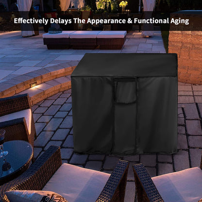 TwoPone Fire Pit Cover Square - Waterproof Windproof Anti-UV Heavy Duty Gas Fire Pit Cover, 28 Inch Patio Fire Table Cover