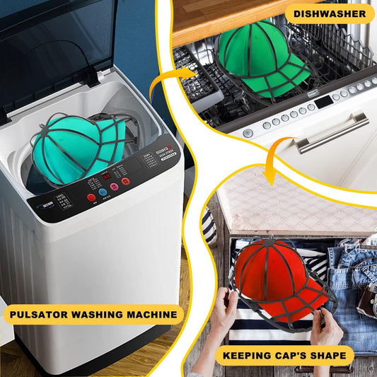 Senzhilin-2 Pieces Hat Washer Cage - Hat Cleaner for Adult and Kids Hats | Ideal for Baseball Caps | Safe for Dishwasher and Washing Machine | Black |