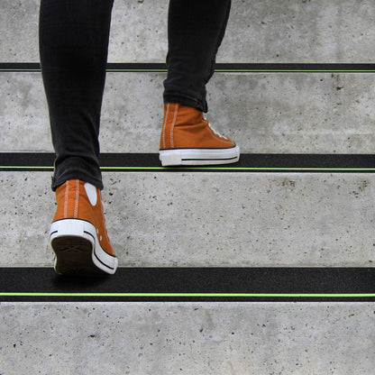 COSIMIXO 30" X 4"(10-Pack) Anti Slip Traction Treads with Glow in The Dark Stripe,Best Grip Tape Non Slip, Outdoor Non Skid Tape, High Traction Friction Abrasive Adhesive for Stairs Step