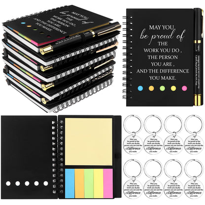 8 Set Inspirational Gifts Include Motivational Notebooks with Inspirational Pens Thank You Keychains Employee Appreciation Gifts Bulk Thank You Gift for Colleague Coworker Staff Team Volunteer Teacher