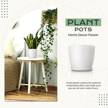 Utopia Home Pack of 10 - Plastic Plant Pots - Planters for Indoor Plants Saucer Tray - Nursery Pots Indoor with Drainage Holes,Succulent Pot (White)