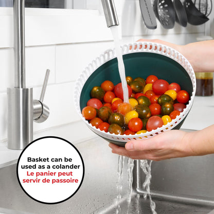 Starfrit Collapsible Salad Spinner 3L Capacity - Compact Storage - Basket Doubles as Colander - Bowl Can Be Used For Serving