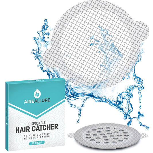 25 Pack Disposable Shower Drain Hair Catcher Mesh Stickers - Peel & Stick Drain Strainers to Prevent Clogs, Strong Waterproof Adhesive, Mess-Free Disposable Drain Covers for Shower & Bathtub