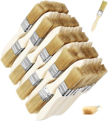 50Pack Chip Paint Brush Set 1 inch/2.54cm Natural Bristle Disposable Painting Brushes with Wooden Handles for Acrylic, Oil, Paint, Varnishes, Watercolor, Painter, Students, Artist