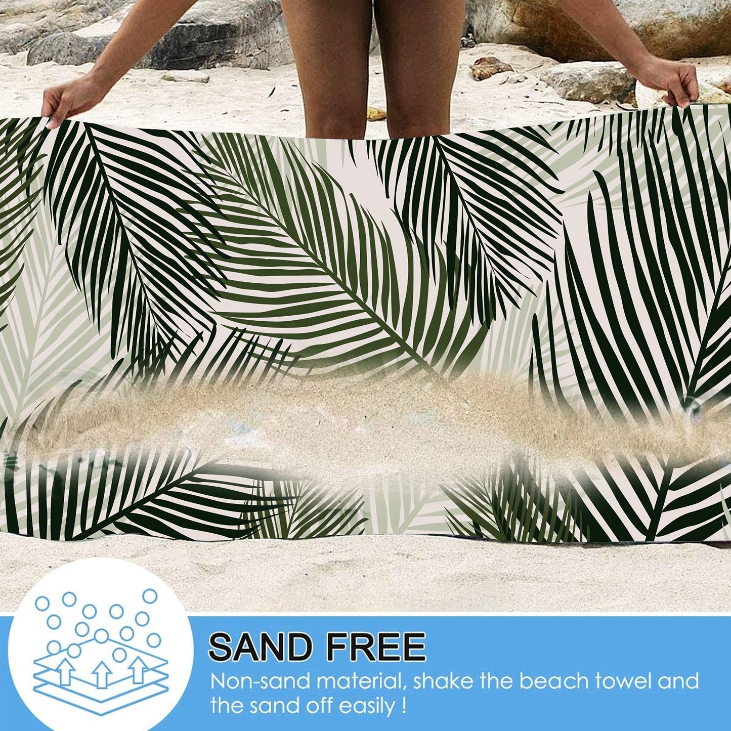 Beach Towel, 71"x32" Double Sided Oversized Microfiber Beach Towel for Adult, Lightweight Extra Large Quick Drying Towel for Swimming Sports Beach Gym