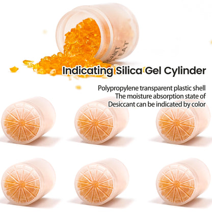 Wisesorb 1 Gram 100 Packs Desiccant Canister, Silica Gel Clear Capsules, Orange-White Indicating Desiccant Packets, Food Grade Safe Moisture Absorbers for Storage, Pill Bottles, Spices