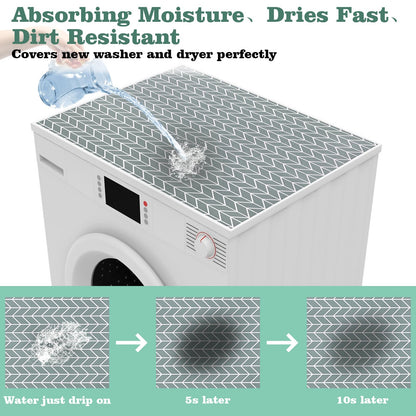 Actvty 2 Pcs Washer and Dryer Covers for the Top, 25.6'' x 23.6'' Washer Dryer Top Protector, Washing Machine Top Diatomite Rubber Protector Mat Non-Slip Scratch Protection Dust-Proof, D-152