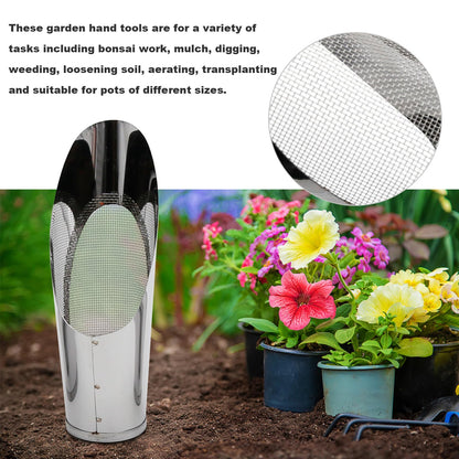 Saihisday 3Pcs Bonsai Soil Scoops Garden Shovels Garden Tool Bucket Shovel 3 Sizes Soil Scoops Soil Metal Spade Shovel Succulent Planting Potting Cup for Home Gardening Silver