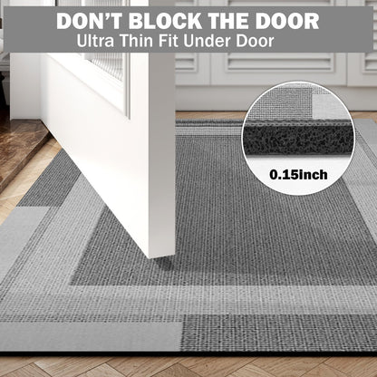YDKGL Non Slip Bath Mats for Bathroom, Quick Dry Super Absorbent Stain Resistant Rubber Backing Bath Rugs, Ultra Thin Bath Mat Fit Under Door Bathroom Floor Bathtub Shower Room, Gray 20"x 32"