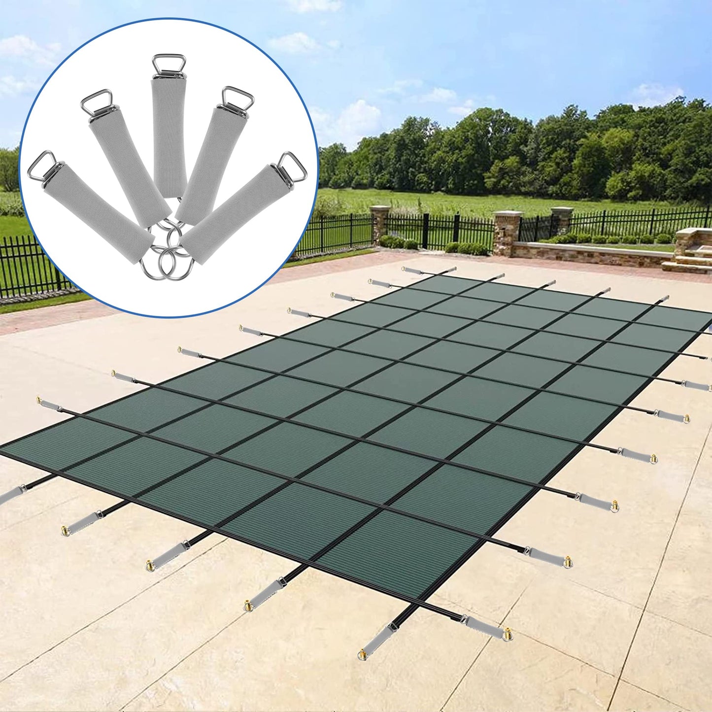 WBCBEC 12PCS Sleeves for Pool Safety Cover Springs, Pool Cover Spring Sleeves, Reusable Protective Spring Cover, Spring Sleeves for Winter Safety Pool Covers, Springs Not Included