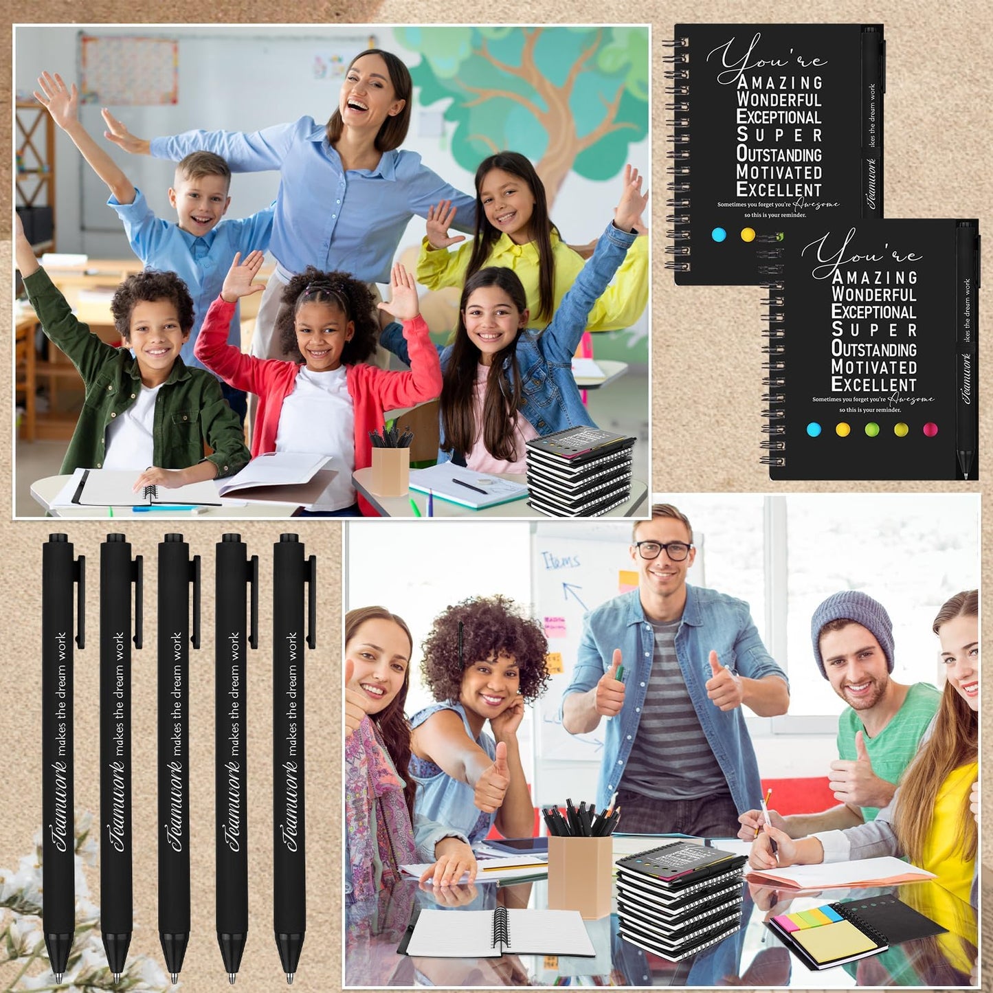 10 Set Employee Appreciation Gifts Bulk Inspirational Ballpoint Pens Motivational Spiral Notebooks Thank You Pen Team Building Gifts for Employees Colleague Teacher Staff Nurse Christmas Coworkers