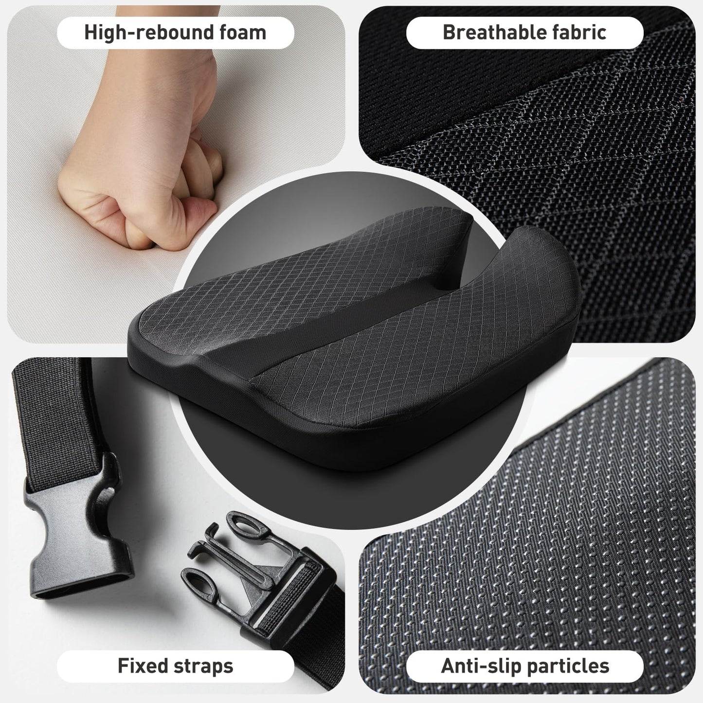 CreekT 2024 Upgraded Car Seat Cushion Pad Foam Heightening Wedge, Coccyx Cushion for Tailbone Pain Lower Back Pain Relief Seat Cushion for Short People Driving, Truck Seat Cushion for Office Chair