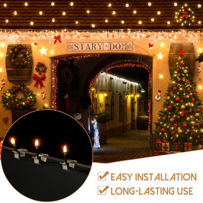 200 Pcs Lights Gutter Hook Clips for Hanging Outdoor Holiday Galvanized Lights Roof Hooks Christmas for Outside String Gutter Hangers Outdoor Seasonal Lighting for Halloween Xmas Decor (21 x 14.5 mm)