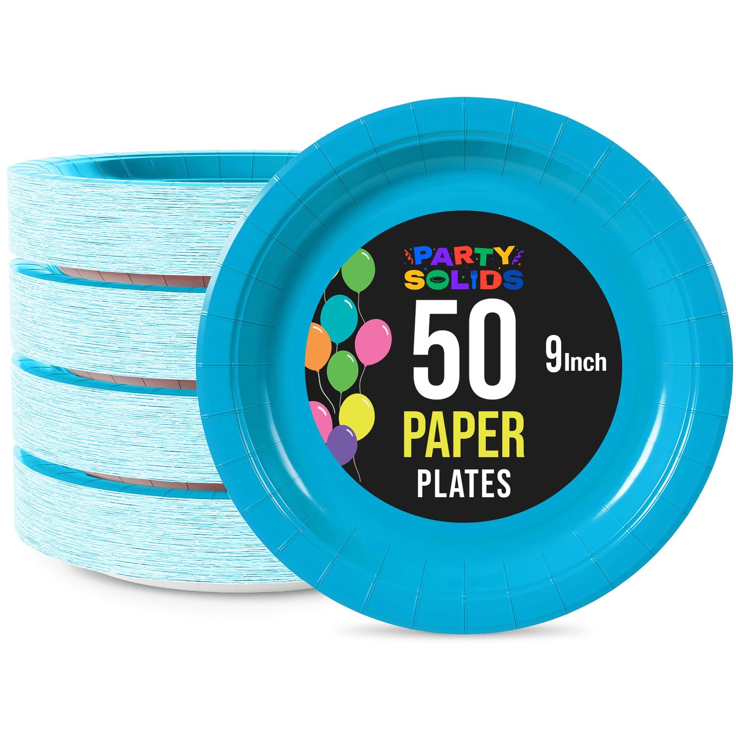 Exquisite Turquoise Paper Plates 9 Inch Heavy Duty 50 Pcs, Disposable Dinner Plates For Party, Turquoise Plates For Party