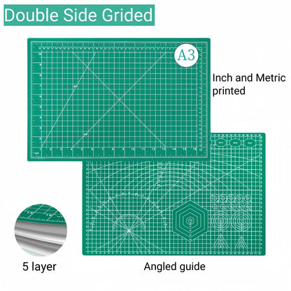 AMASEWART 45mm Rotary Cutter and Mat Set, Fabric Cutter Wheel and 12x18 Inch Self Healing Sewing Cutting Mat, Fabric Rotary Cutter with 5pcs Rotary Blades for Quilting Patchworking Crafts, Turquoise