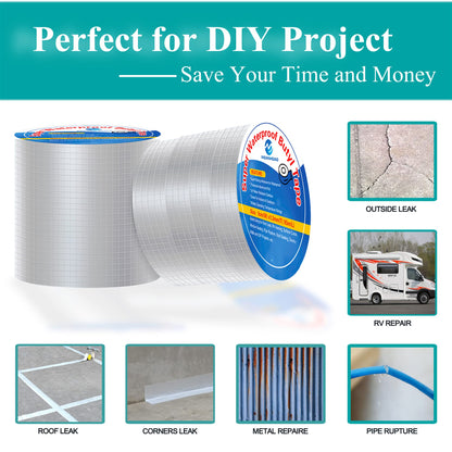 All-Purpose Super Waterproof Seal Repair Tape and Patch, Adhesive Butyl Tape with Aluminium Foil Perfect Sealing, 4 in by 16-1/2 FT