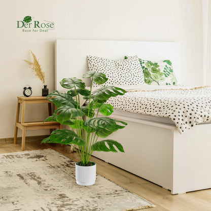 Der Rose 28" Fake Plants Large Artificial Monstera Faux Plants Tall for Outdoor Living Room Floor Front Porch Tree Decor Indoor