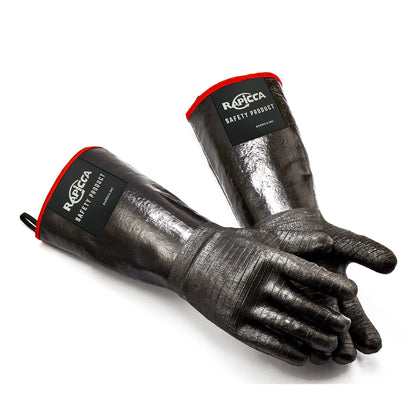 RAPICCA BBQ Gloves Oven Mitts-Smoker, Grill, Cooking Barbecue,Handling Heat Food Right on Your Fryer, Grill or Oven. Waterproof, Heat Resistant, Fireproof, Oil Resistant Neoprene Coating 14-Inch XL