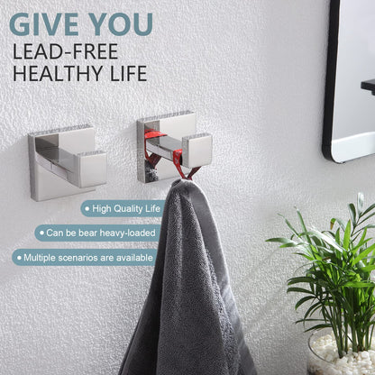 KOKOSIRI Bath Towel Hook Wall Mount Square Robe Hook Coat Hook, Bathroom Kitchen Garage Heavy Duty Wall Mounted, SUS 304 Stainless Steel, Polished Chrome, B1010CH-P2