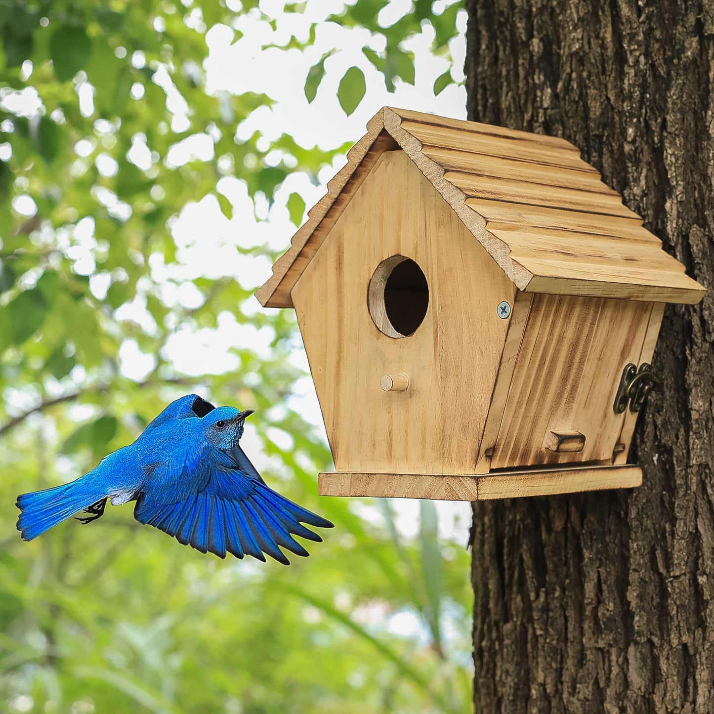 Bird House for Outside,Bird Houses for Outside Clearance,Wooden Bluebird House Finch Cardinals Hanger Birdhouse Outdoor Nesting Box for Wild Bird Viewing
