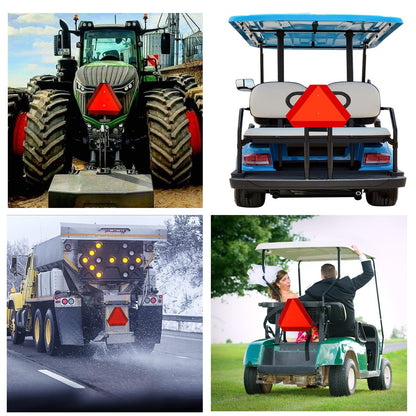 AEIMIAIDE 2 Pack Slow Moving Vehicle Sign, Aluminum Slow Moving Vehicle Triangle Signs, 14”x 16” Orange base with Reflective border for Golf Cart, Farm Tractors, Trailers, Outdoor