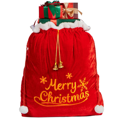 JOYIN present Bag 31" x 27", Santa Sack with Cord Drawstring for Indoor Xmas Give Decoration, present Décor, Giant Presents Gifts Wrap