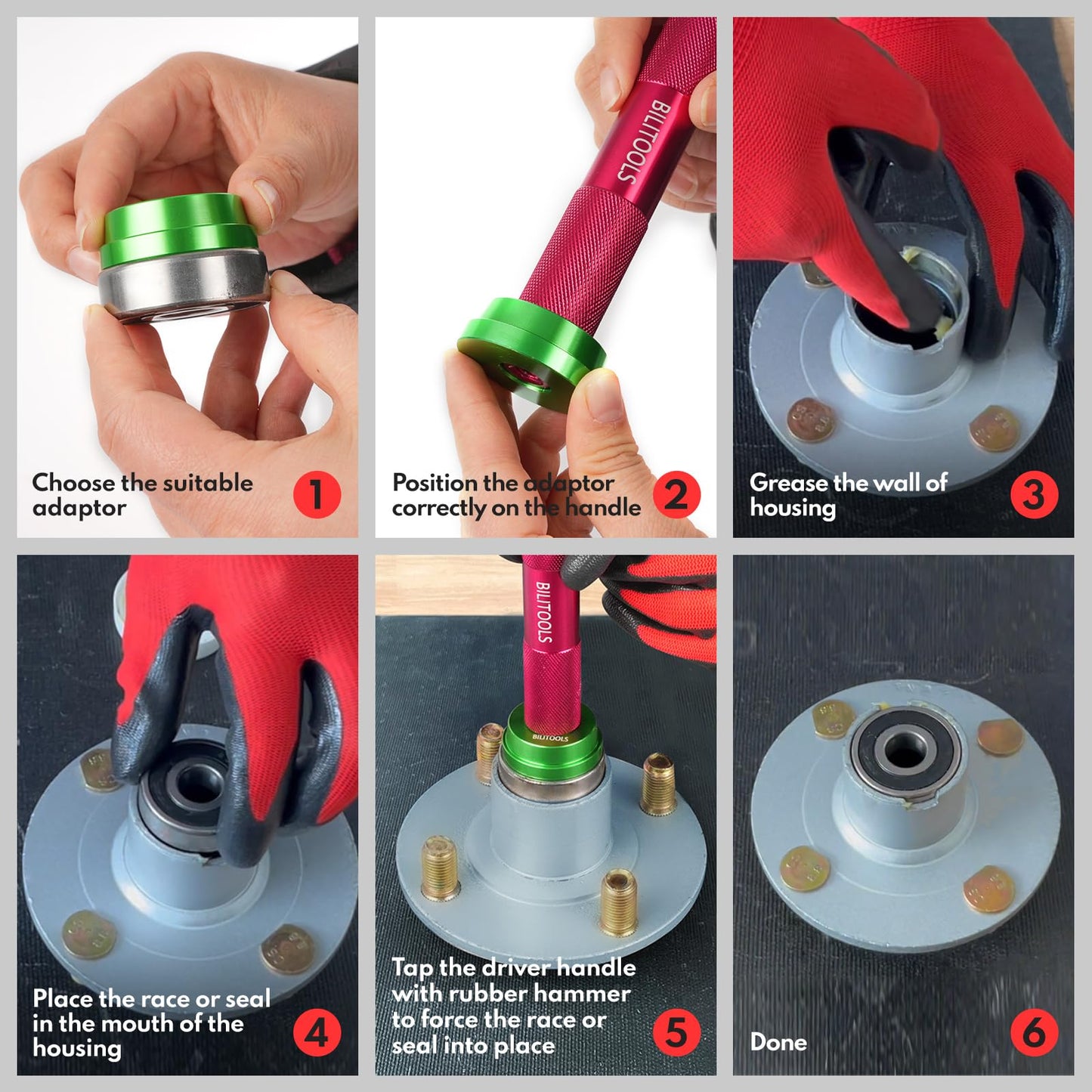 BILITOOLS Bearing Press Kit, 10 Piece Bearing Race and Seal Driver Set, Seal Driver Installer Set for Bearing Installation