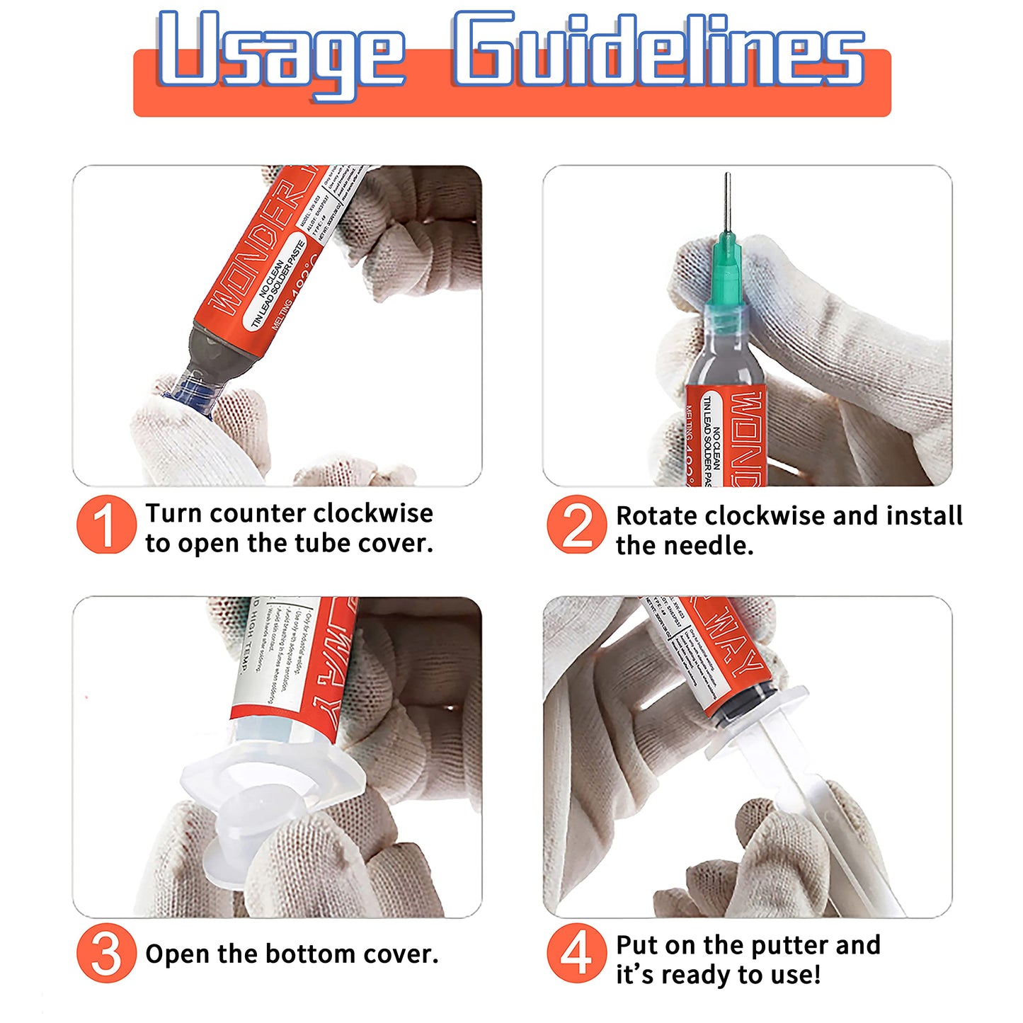 Wonderway Sn63/Pb37 T4 Tin Lead Solder Paste No Clean, 183℃ Melting Point (30g)