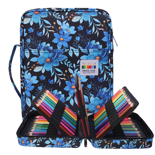 BOMKEE Colored Pencil Case 220 Slots Pencils/Gel Pens Organizer Waterproof Travel Case Zipper Carrying Portable Pencil Markers Pen Holder Bag for Painter Writers (Orchide)