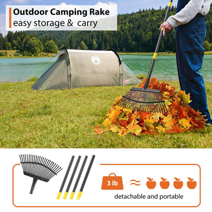 Rake for Leaves Heavy Duty, Large Garden Leaf Rakes for Lawns, 65 Inch Gardening Rake with Back-Saving Long Handle, 18.5” Wide 25 Tines Head for Quick Cleanup Yard Grass Clippings, Anti-Rust
